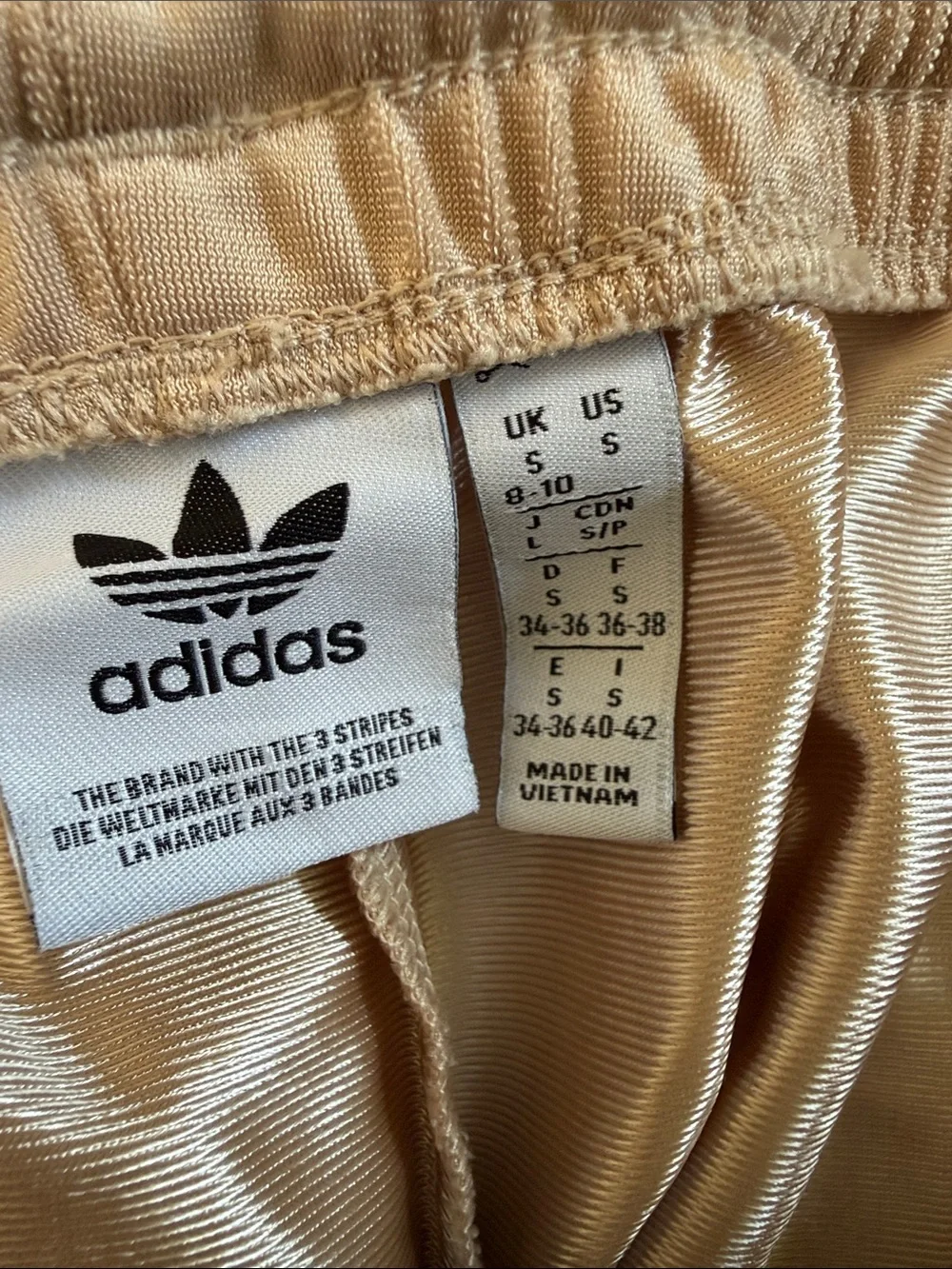 adidas Men's Track Pants in Light Beige with White Stripes